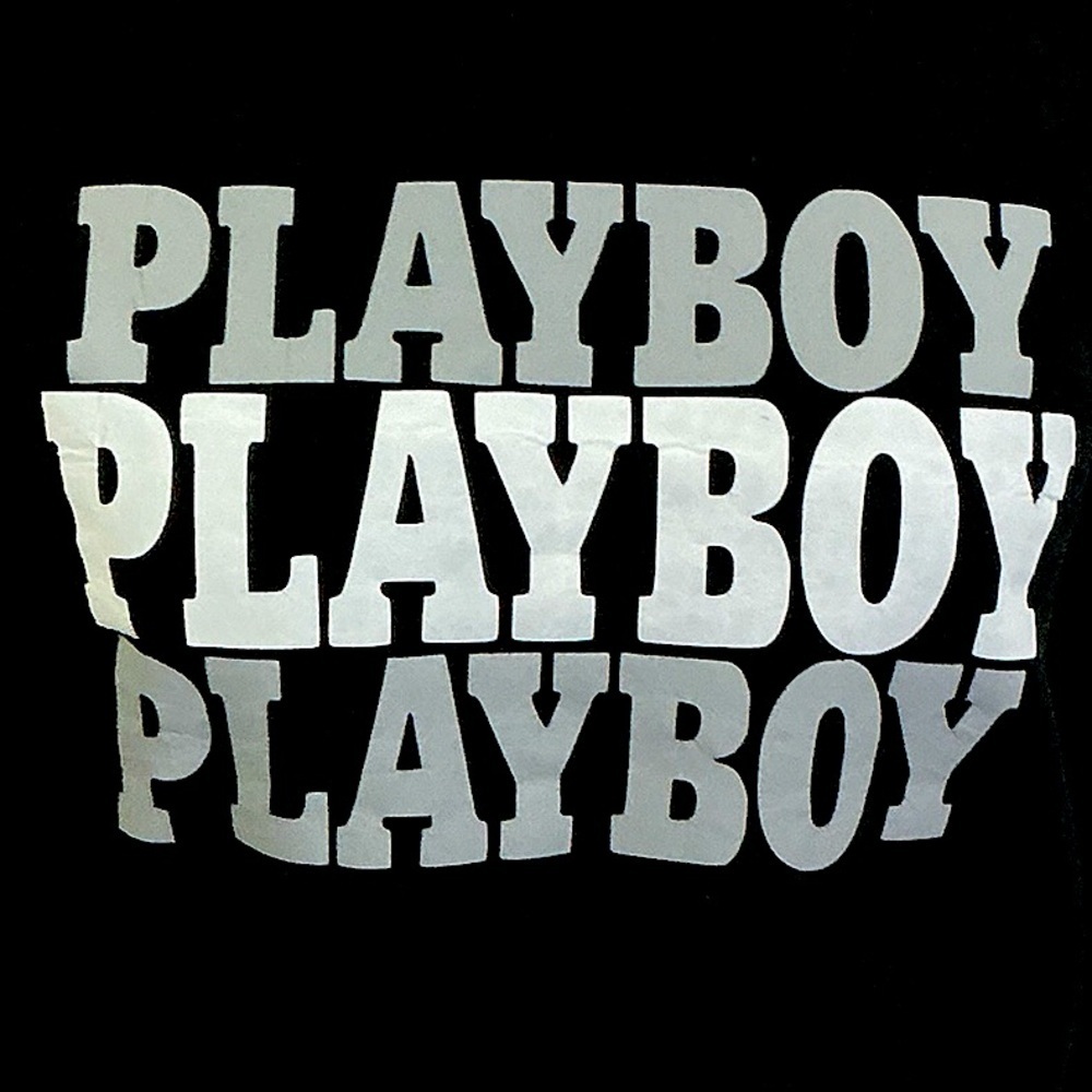 Playboy Sweatshirt Women Crew Neck Long Sleeve Black Gray White Logo Size Small - Picture 10 of 16